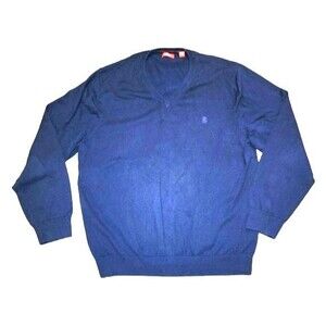 Izod Navy Blue 100% Cotton V-Neck Pullover Sweater‎ Size XL